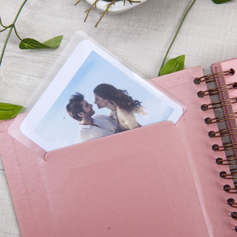 Gearchic 8 x 8 Inch Small DIY Scrapbook Photo Album with Window Design Cover 80 Pages Craft Paper Memory Book for Weeding Family Travel and Baby (Pink) - Image 4